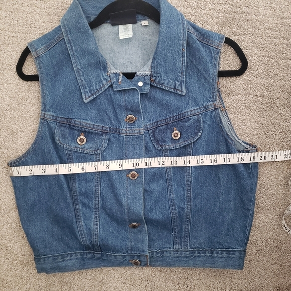 Vintage Faded Glory Mid Wash Denim Vest Large - Picture 7 of 8